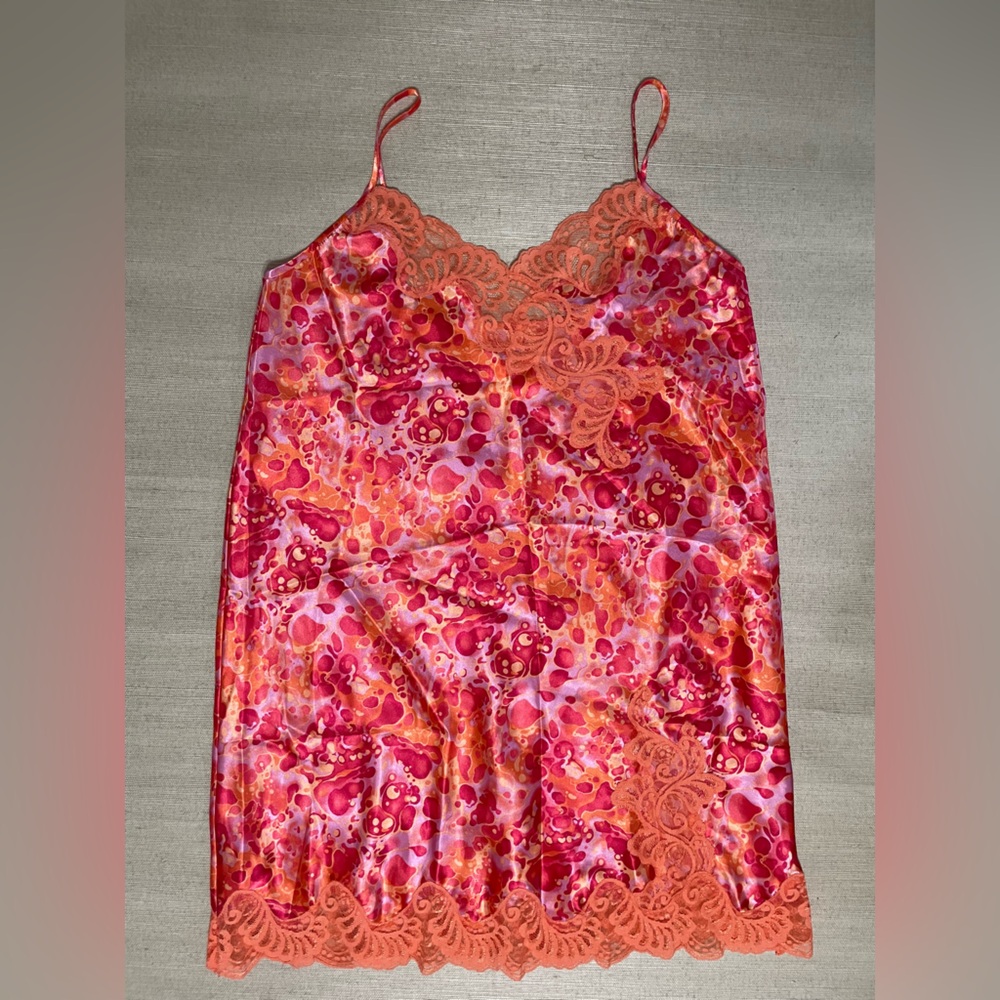 Valerie Stevens Pink and Orange Lace Chemise large
